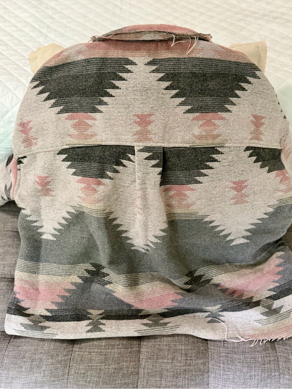 Frayed Aztec Print Button-Up Jacket - Picture 2 of 2